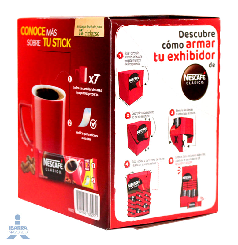 Cafe Soluble Nescafe Clasico Exhibidor Con Stick G Ibarra Mayoreo