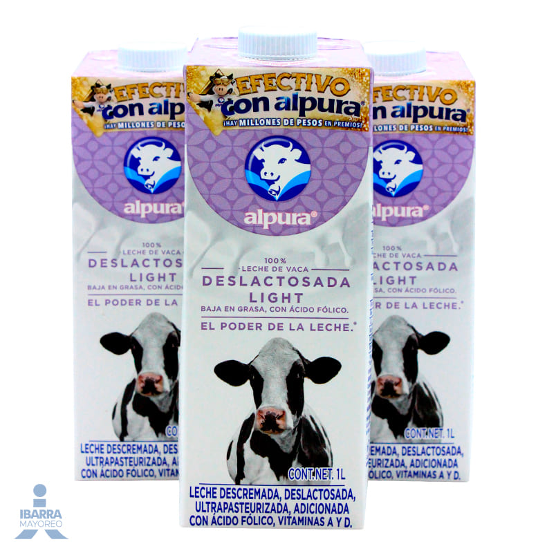 Leche Alpura Deslactosada Light 1 L Ibarra Mayoreo 