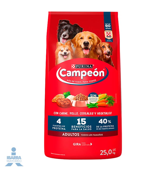 ALIMENTO PURINA CAMPEON ADULTO RECETAS CASERAS 25 KG | Ibarra Mayoreo