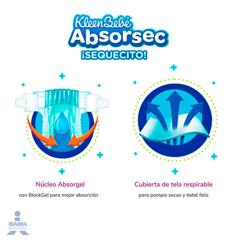 Pañales KleenBebé Absorsec Etapa 3 Talla Mediana 40 Pañales