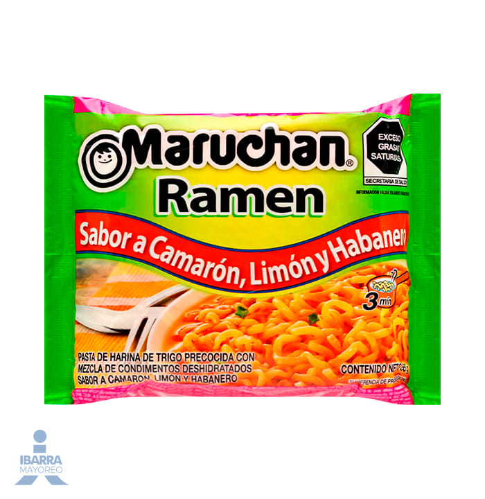 Sopa Maruchan Ramen Camaron Limon Habanero G Ibarra Mayoreo