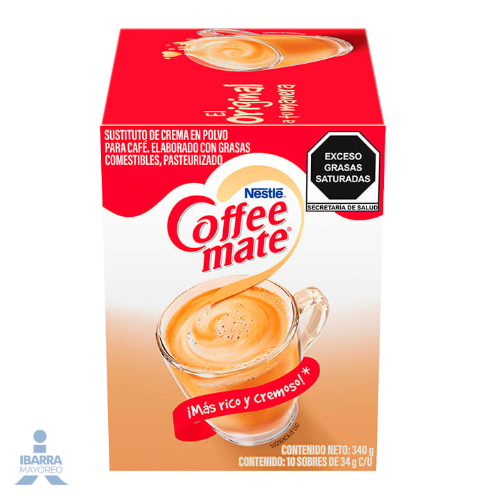 sustituto de crema para cafe coffee mate polvo original 10 sobres de 34 g