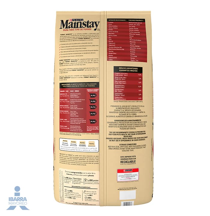 alimento purina perros mainstay 15 kg | Ibarra Mayoreo