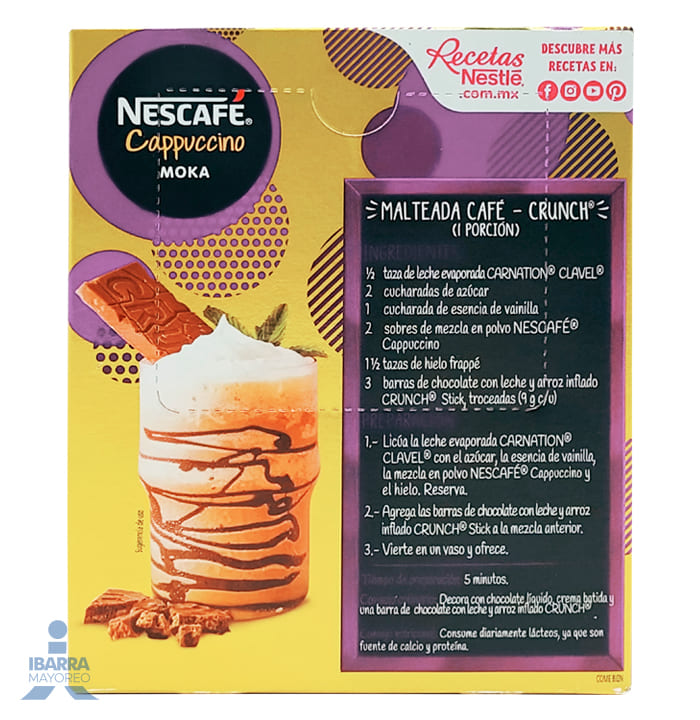 Café Soluble Nescafé Cappuccino 6 Sticks 20g c/u + Café Soluble Nescafé  Cappuccino Moka 2 Sticks 22g c/u