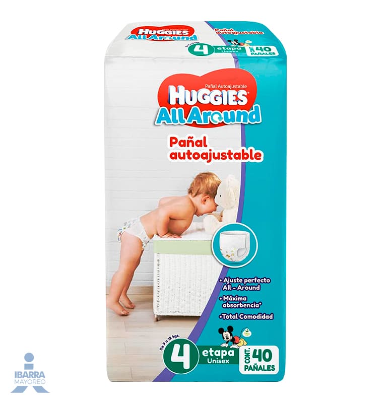 panal huggies all around unisex etapa 4 40 pzas