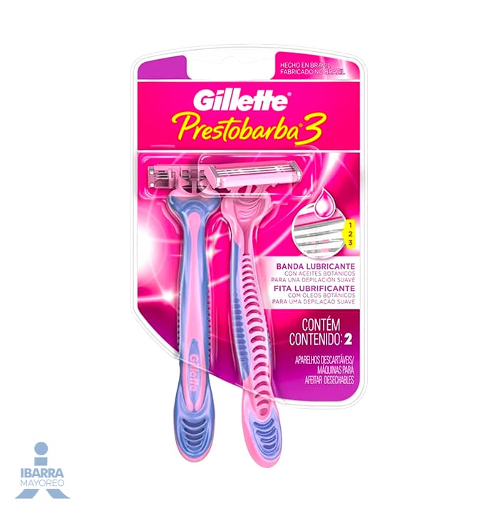 rastrillo gillette prestobarba 3 fem 2 pzas | Ibarra Mayoreo