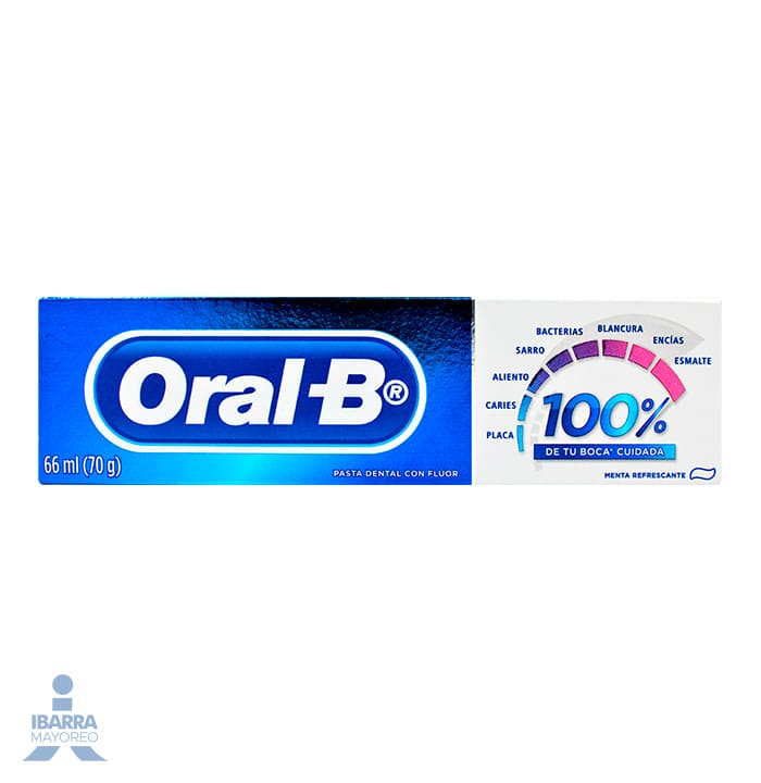 Crema Oral B 100% 66 ml + Cepillo Precio Especial 