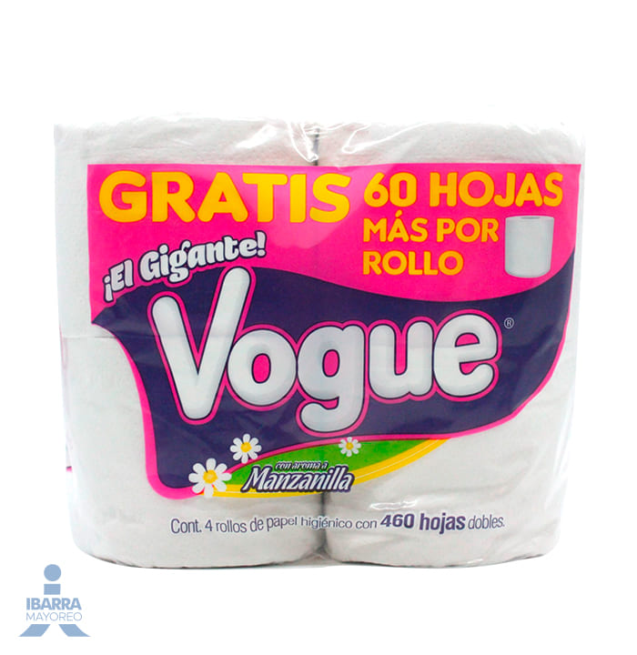 Papel Higiénico Vogue 460 H.D 4 Rollos. | Ibarra Mayoreo