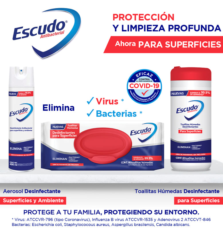 Toallas Desinfectantes Antibacteriales Escudo C/50 Piezas