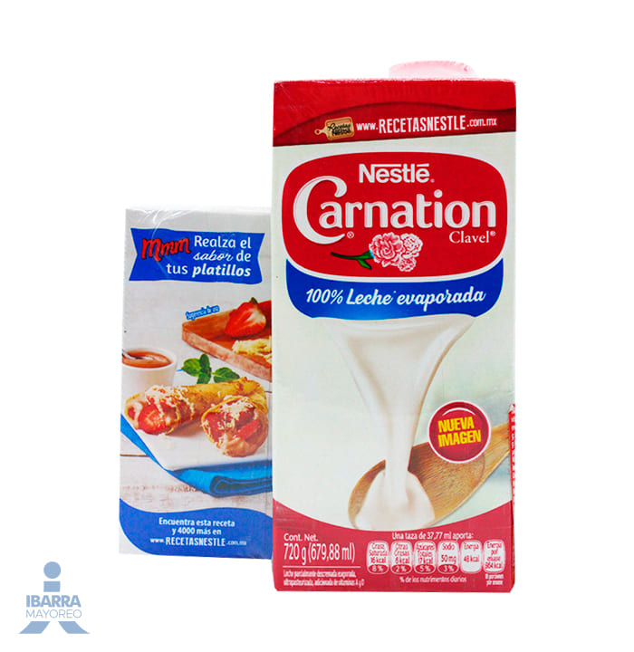 leche carnation evaporada 720 g + media crema 190 g | Ibarra Mayoreo