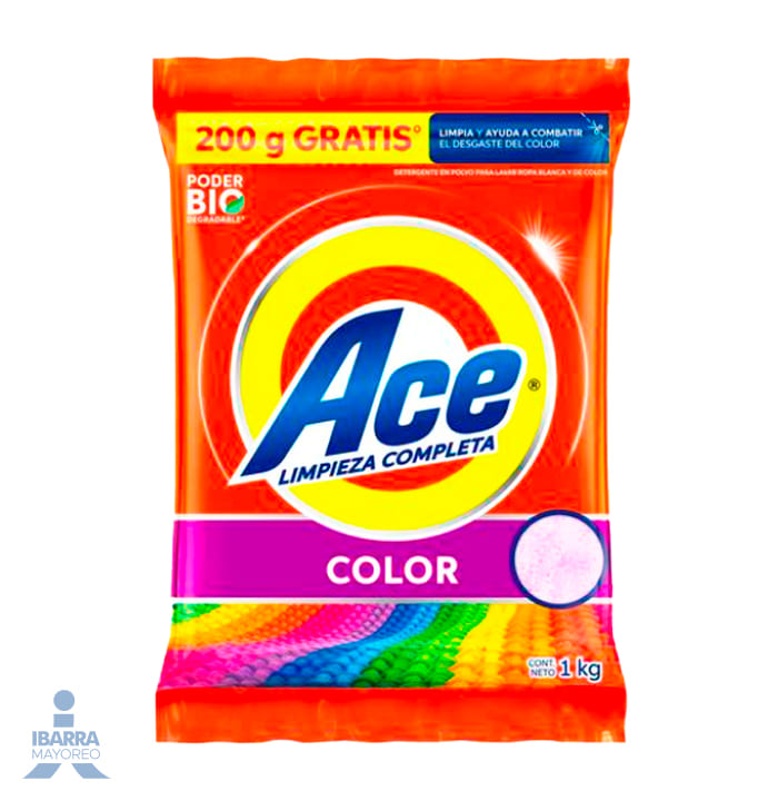 detergente ace color 800 g + 200 g | Ibarra Mayoreo