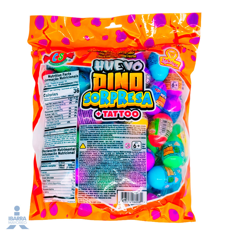 huevo las delicias dino sorpresa gratis tattoo 50 pzas | Ibarra Mayoreo