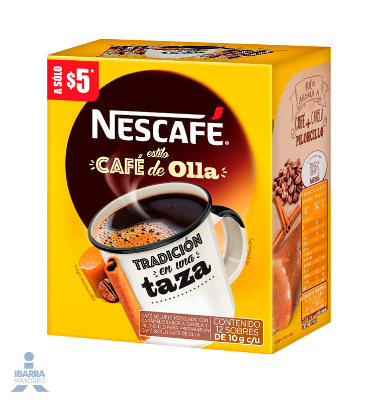 cafe nescafe de olla sobres 12/10 g | Ibarra Mayoreo