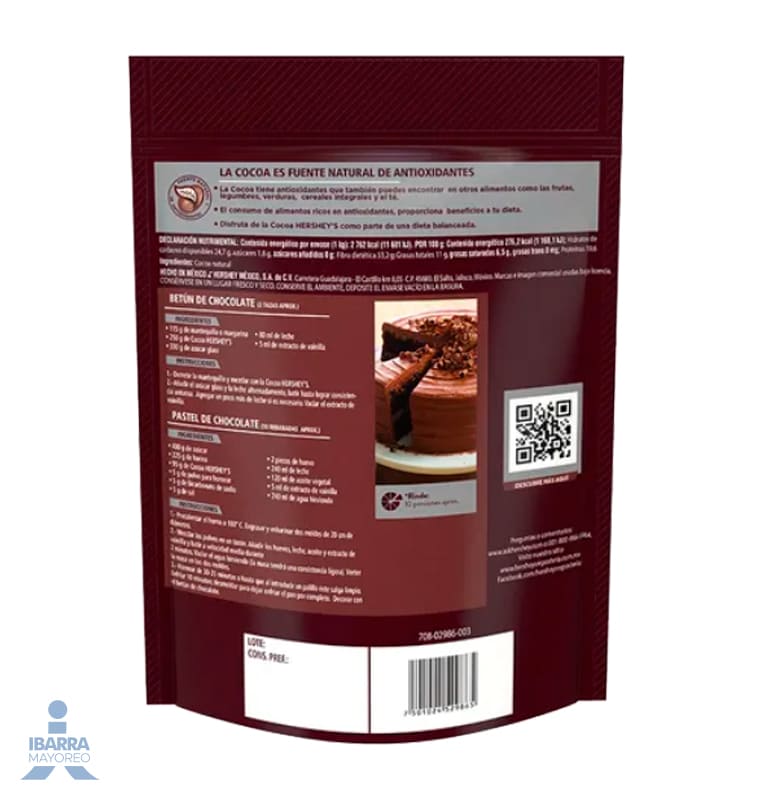 ingredientes de la cocoa hershey's