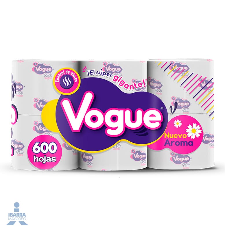 papel higienico vogue 600 hojas 6 rollos | Ibarra Mayoreo