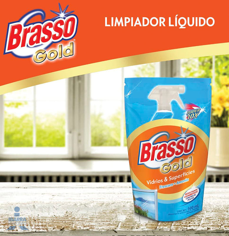 Comprar Limpiador Vidrios Brasso Gold Amonia Rociador -650ml