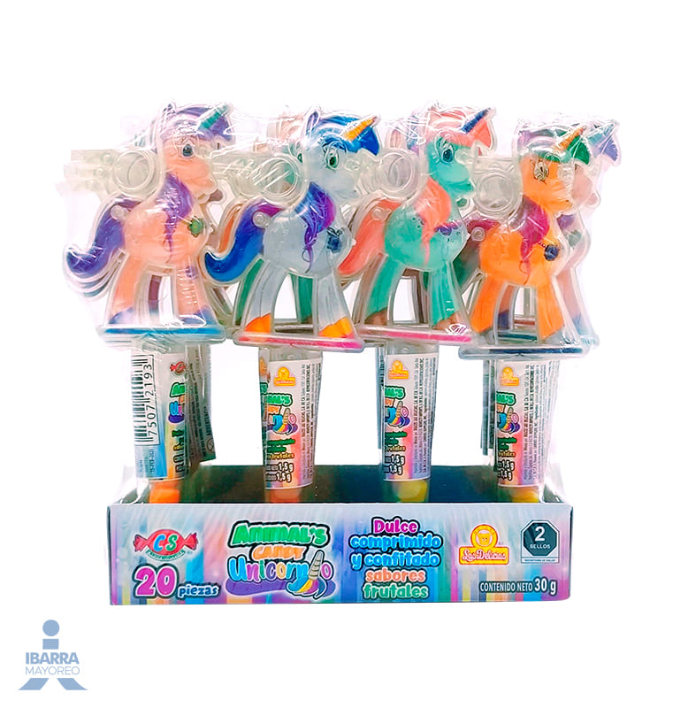 dulce las delicias animals candy unicornio 20 pzas | Ibarra Mayoreo