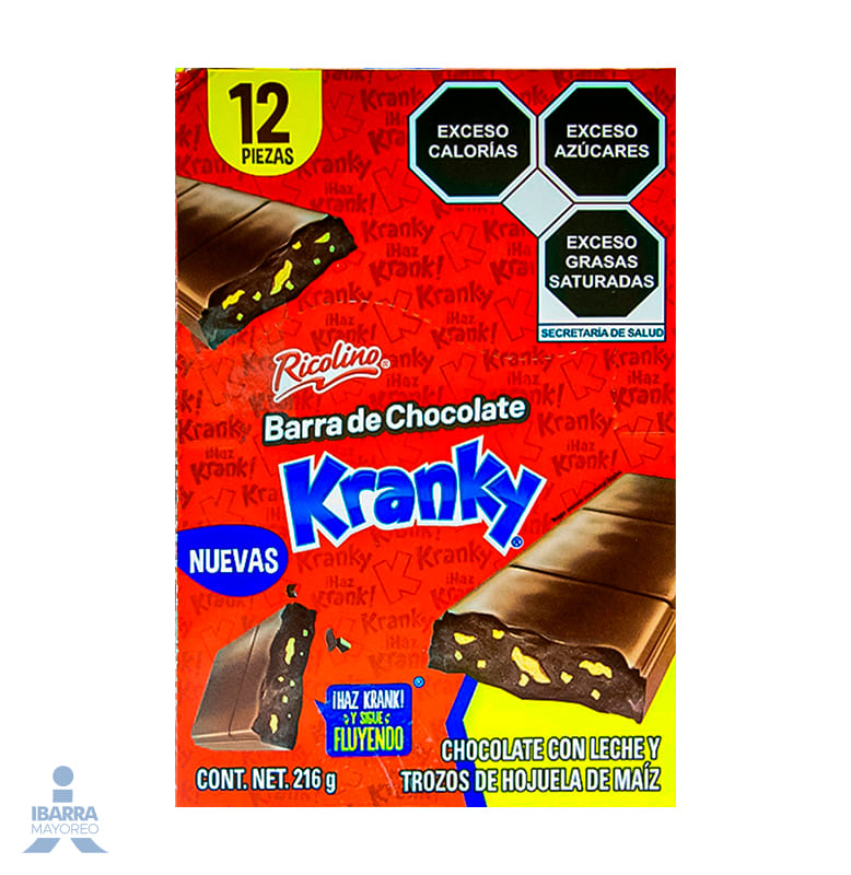 chocolate kranky barra 12 pzas Ibarra Mayoreo