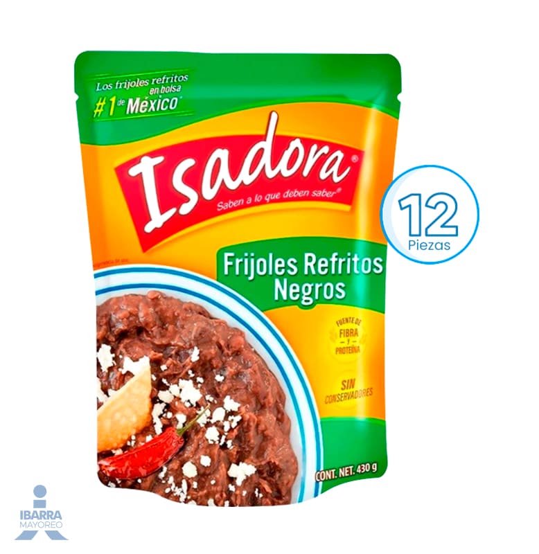 frijol negro refrito isadora 12/430 g | Ibarra Mayoreo