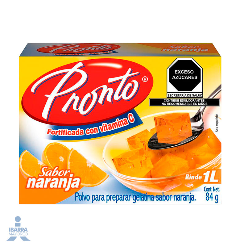 gelatina pronto naranja 84 g Ibarra Mayoreo